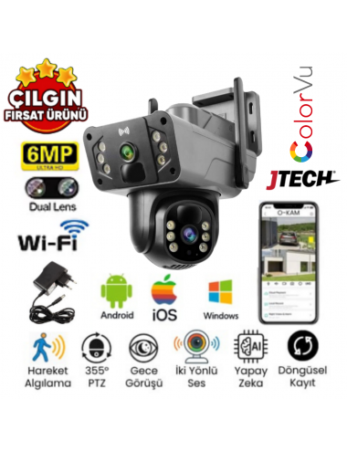 O-KAM 3024 (3MP+3MP) 6MP Wi-fi 2 Lens Alert PTZ