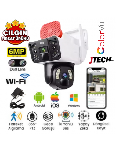 O-KAM 3041 (3MP+3MP) 6MP Wi-fi 2 Lens Alert PTZ