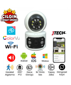 O-KAM 4047 (3mp+3mp) 6MP Wi-fi 2 Lens Alert PTZ Akıllı Masaüstü Kamera