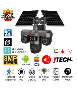 Esvision ES-5604 4Kamera 8MP AOV 4G Sim Kartlı Solar PTZ Akıllı Kamera