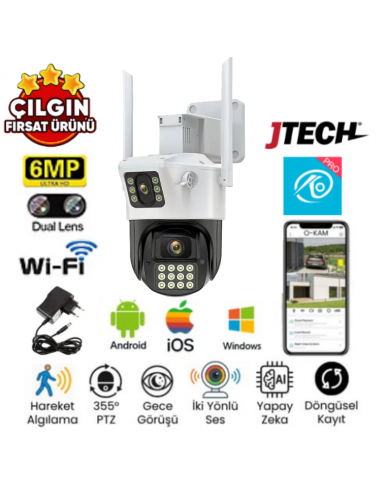 O-KAM 6015 (3MP+3MP) 6MP Wi-fi 2 Lens Alert PTZ