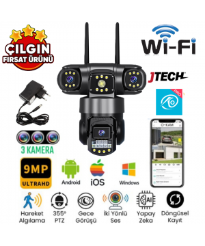 O-KAM 6030 (3mp+3mp+3mp) 9MP Wi-fi 3 Lens Alert PTZ Akıllı Kamera