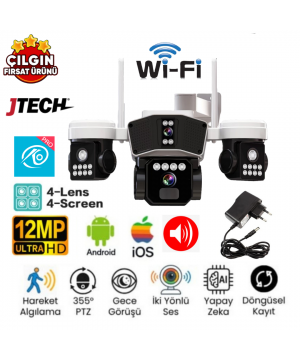 O-KAM 6064 (3MP+3MP+3MP+3MP) 12MP Wi-fi 4 Lens Alert PTZ Akllı Kamera