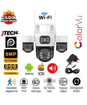 Inox X-113 3MPx3Kamera 9MP 4K AOV Wi-fi PTZ Akıllı Kamera